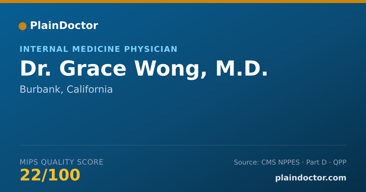 Shareable card for Grace Wong, M.D. - Internal Medicine Physician, Burbank, CA