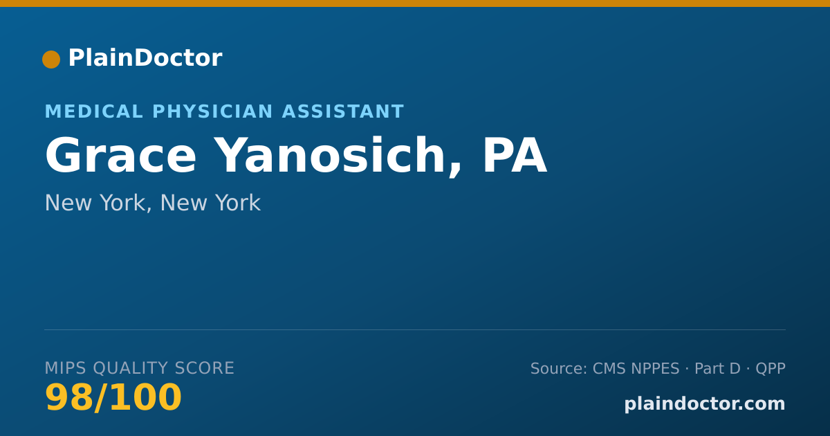 Shareable card for Grace Yanosich, PA - Physician Assistant, New York, NY