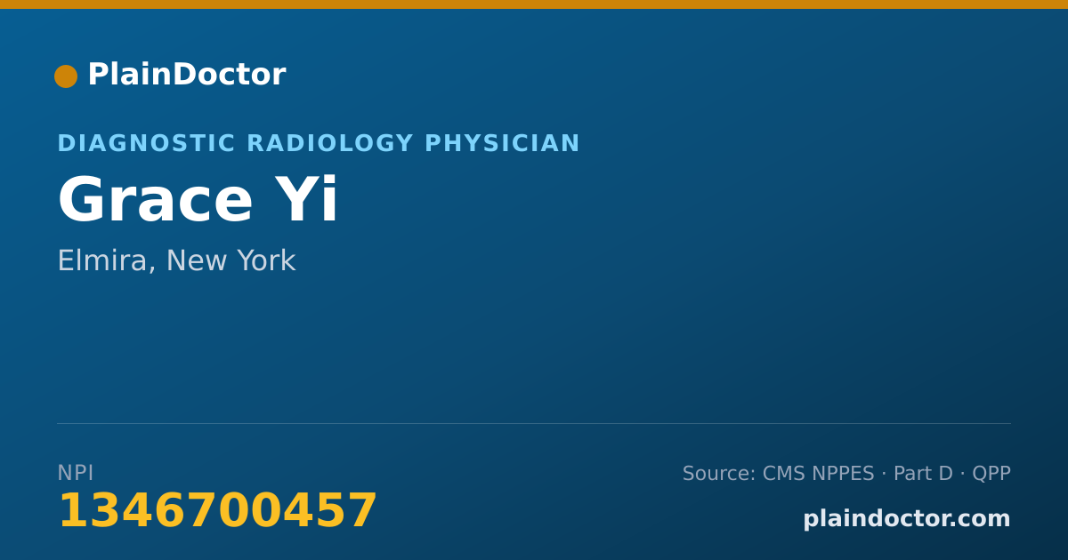 Shareable card for Grace Yi - Diagnostic Radiology Physician, Elmira, NY