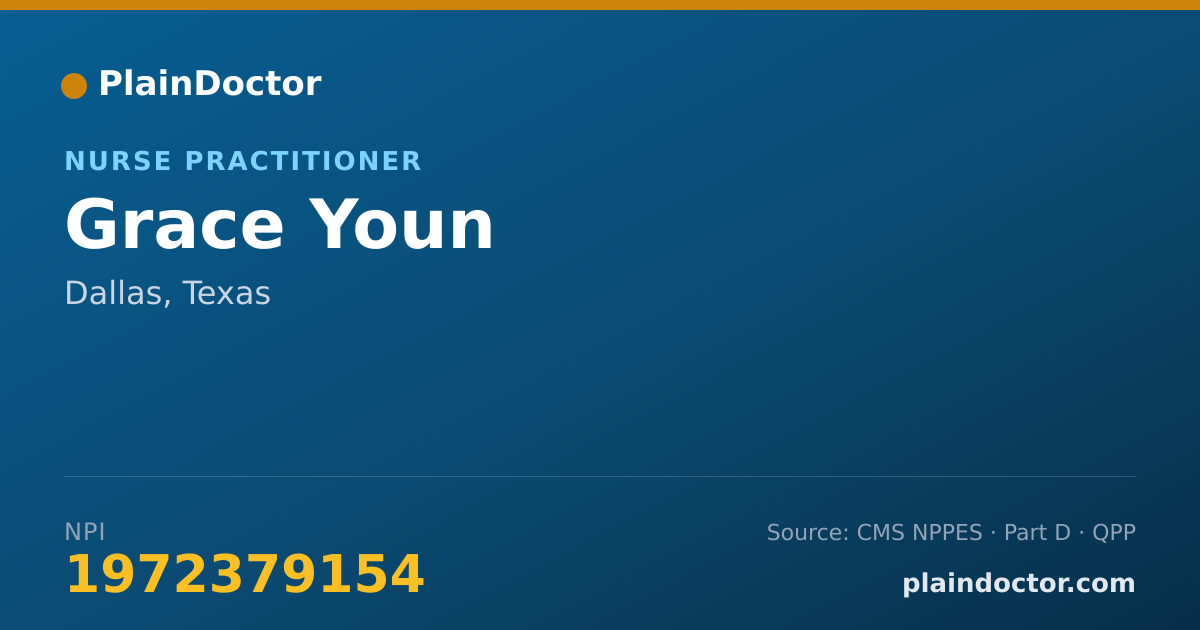 Shareable card for Grace Youn - Nurse Practitioner, Dallas, TX
