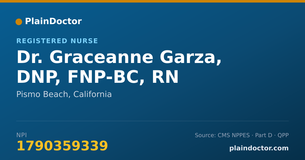 Shareable card for Graceanne Garza, DNP, FNP-BC, RN - Registered Nurse, Pismo Beach, CA