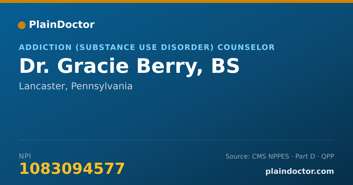 Shareable card for Gracie Berry, BS - Addiction (Substance Use Disorder) Counselor, Lancaster, PA