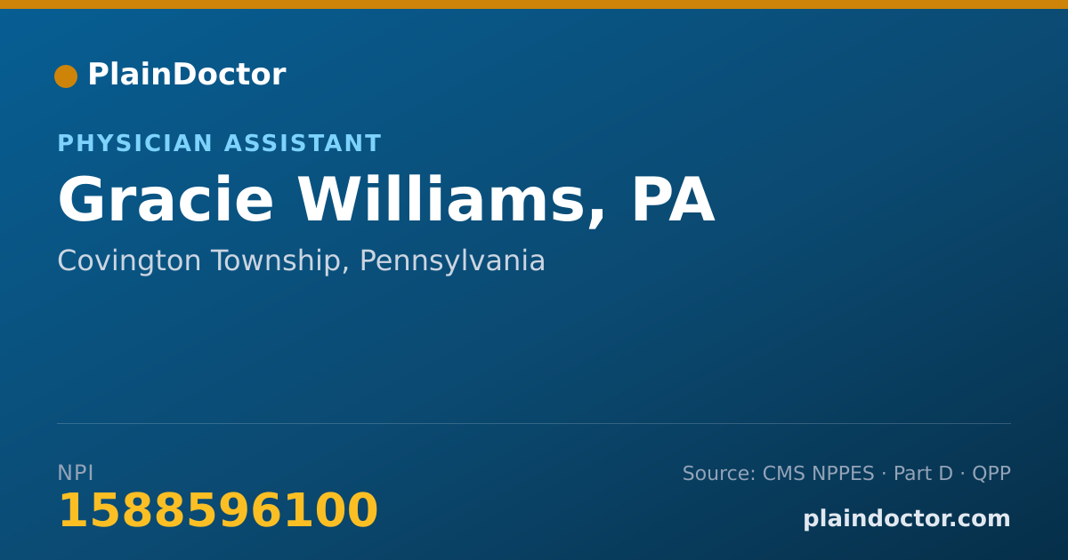 Shareable card for Gracie Williams, PA - Physician Assistant, Covington Township, PA