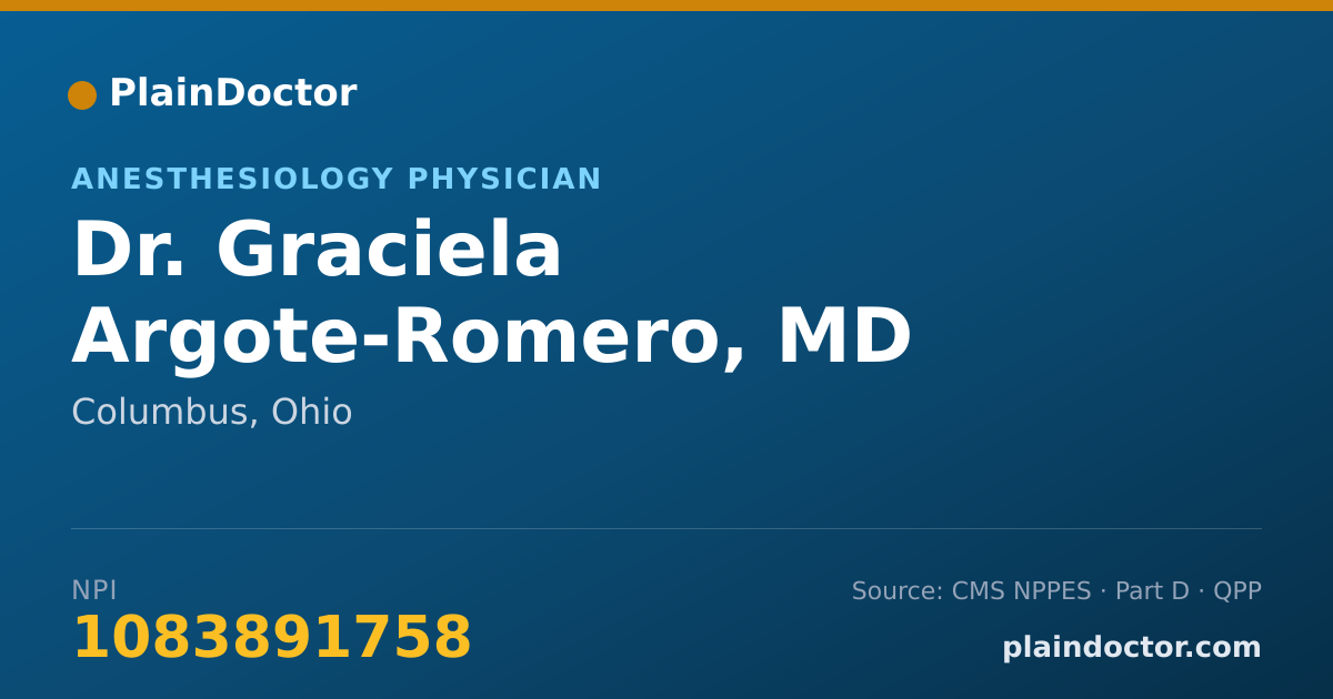 Shareable card for Graciela Argote-Romero, MD - Anesthesiology Physician, Columbus, OH