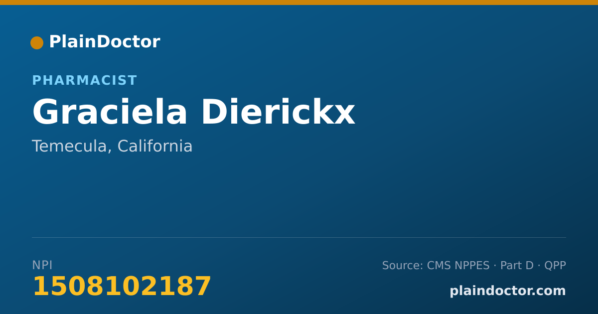 Shareable card for Graciela Dierickx - Pharmacist, Temecula, CA