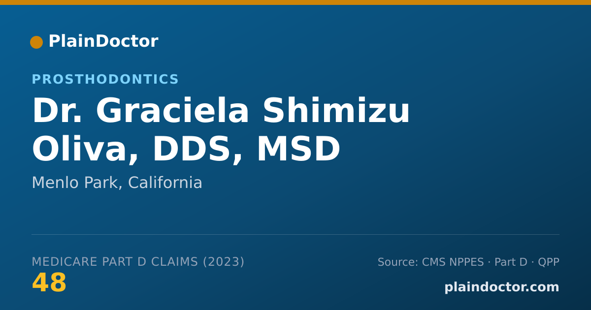 Shareable card for Graciela Shimizu Oliva, DDS, MSD - Prosthodontics, Menlo Park, CA