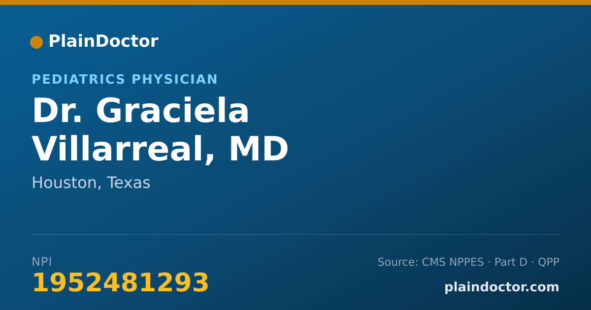 Shareable card for Graciela Villarreal, MD - Pediatrics Physician, Houston, TX