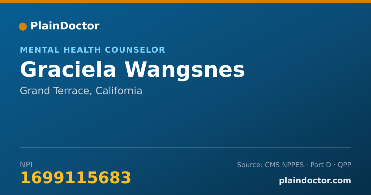 Shareable card for Graciela Wangsnes - Mental Health Counselor, Grand Terrace, CA