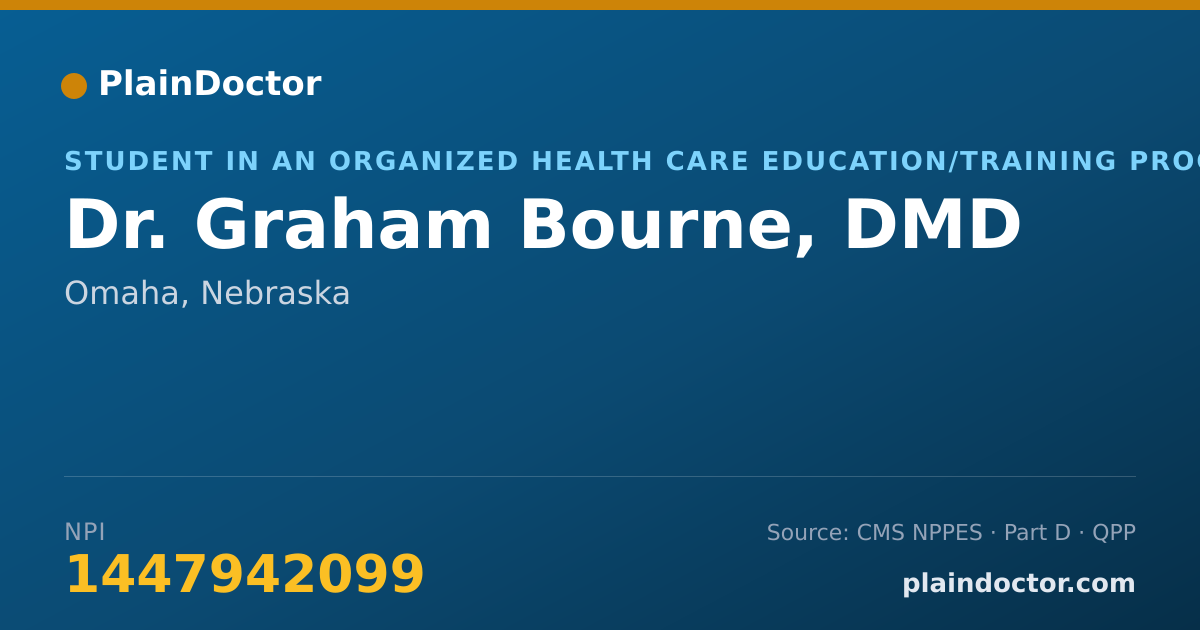 Shareable card for Graham Bourne, DMD - Student in an Organized Health Care Education/Training Program, Omaha, NE