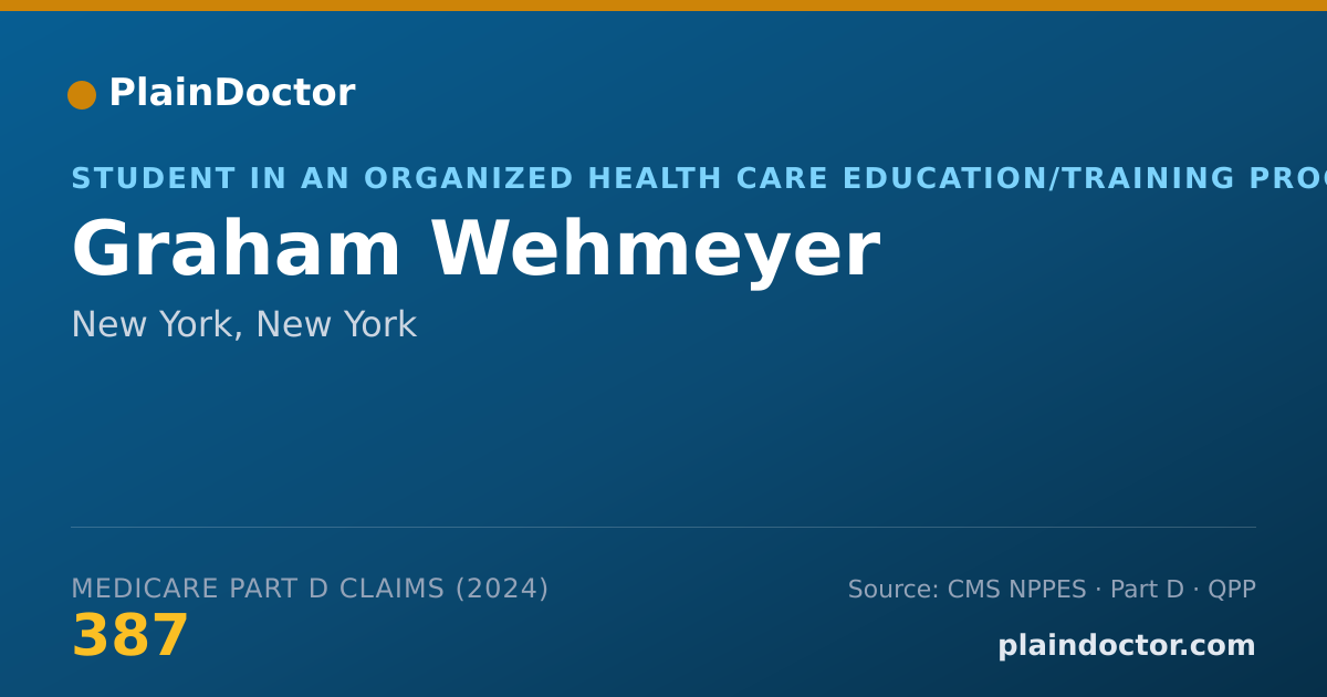Shareable card for Graham Wehmeyer - Student in an Organized Health Care Education/Training Program, New York, NY