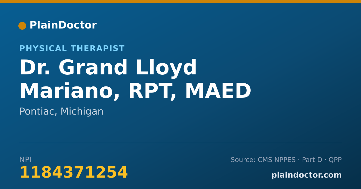 Shareable card for Grand Lloyd Mariano, RPT, MAED - Physical Therapist, Pontiac, MI