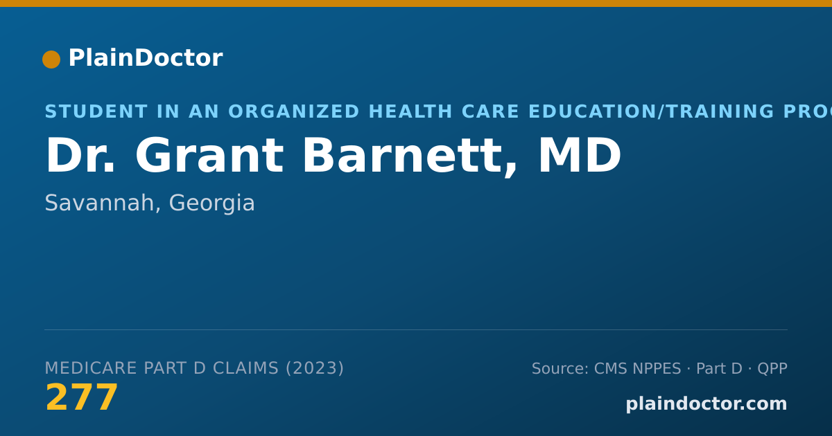 Shareable card for Grant Barnett, MD - Student in an Organized Health Care Education/Training Program, Savannah, GA