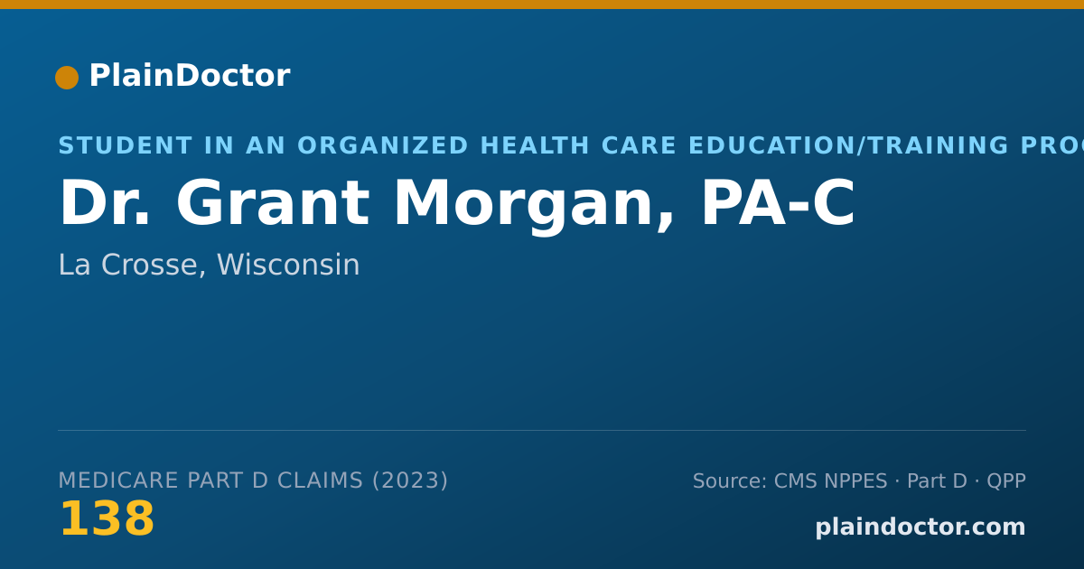 Shareable card for Grant Morgan, PA-C - Student in an Organized Health Care Education/Training Program, La Crosse, WI
