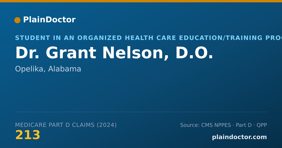 Shareable card for Grant Nelson, D.O. - Student in an Organized Health Care Education/Training Program, Opelika, AL