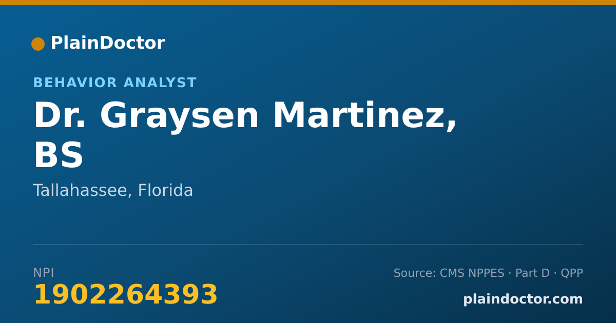 Shareable card for Graysen Martinez, BS - Behavior Analyst, Tallahassee, FL