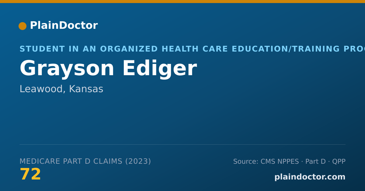 Shareable card for Grayson Ediger - Student in an Organized Health Care Education/Training Program, Leawood, KS