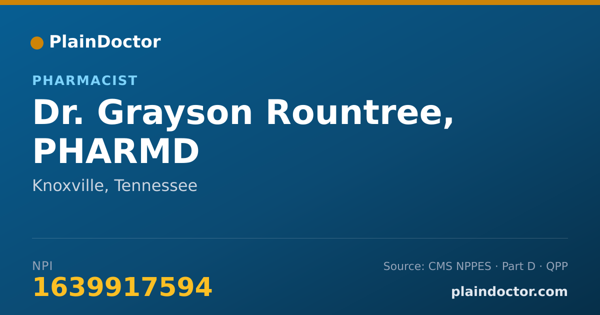 Shareable card for Grayson Rountree, PHARMD - Pharmacist, Knoxville, TN