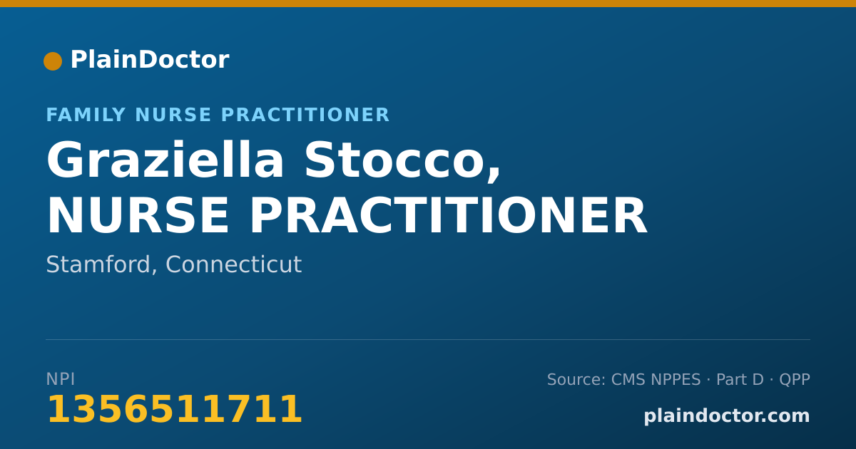 Shareable card for Graziella Stocco, NURSE PRACTITIONER - Family Nurse Practitioner, Stamford, CT