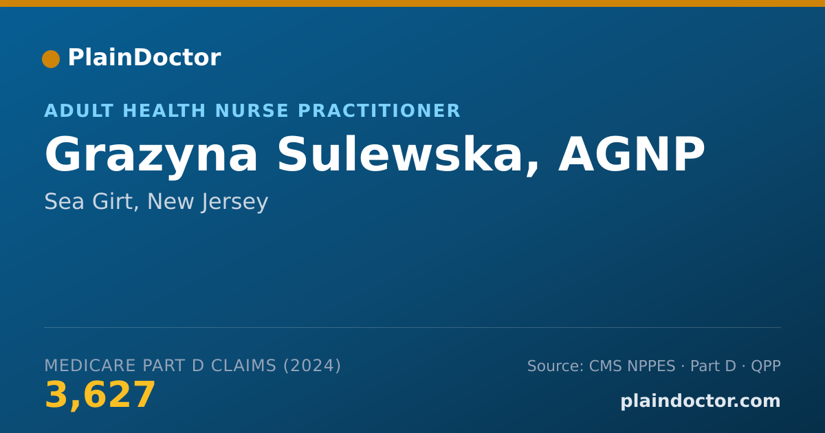 Shareable card for Grazyna Sulewska, AGNP - Adult Health Nurse Practitioner, Sea Girt, NJ