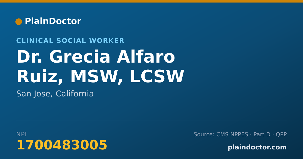 Shareable card for Grecia Alfaro Ruiz, MSW, LCSW - Clinical Social Worker, San Jose, CA