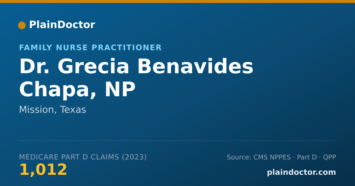 Shareable card for Grecia Benavides Chapa, NP - Family Nurse Practitioner, Mission, TX