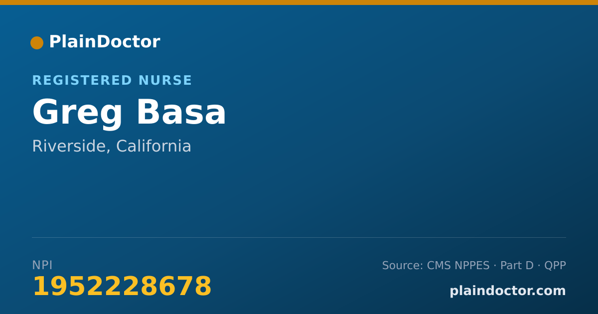 Shareable card for Greg Basa - Registered Nurse, Riverside, CA