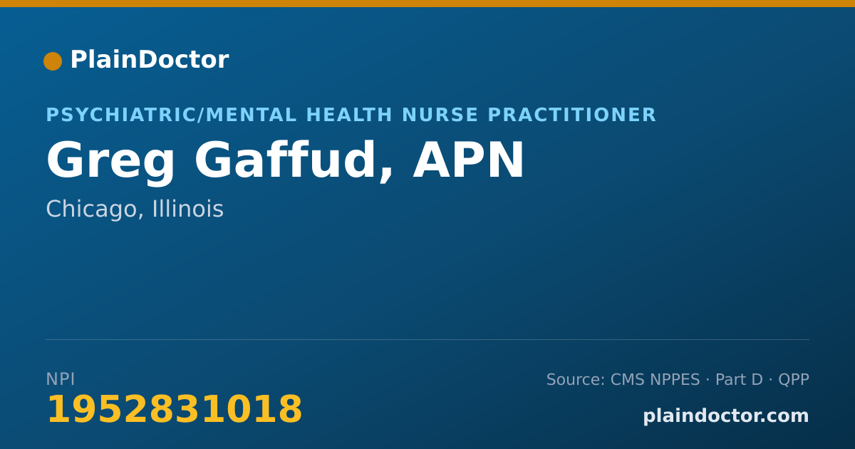 Shareable card for Greg Gaffud, APN - Psychiatric/Mental Health Nurse Practitioner, Chicago, IL