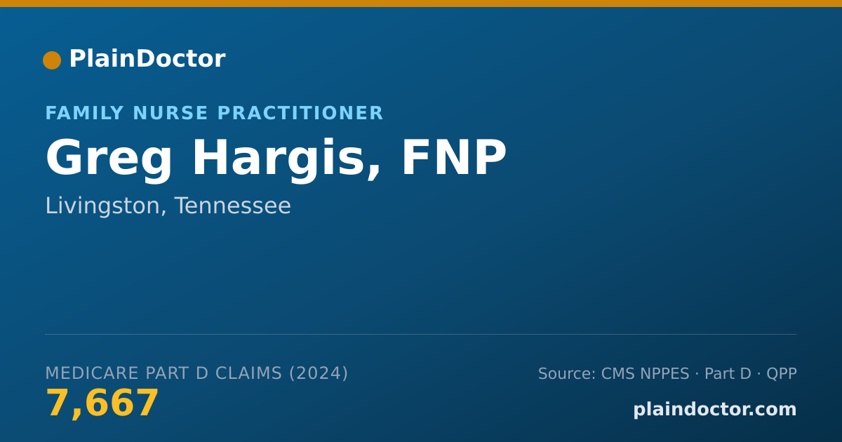 Shareable card for Greg Hargis, FNP - Family Nurse Practitioner, Livingston, TN