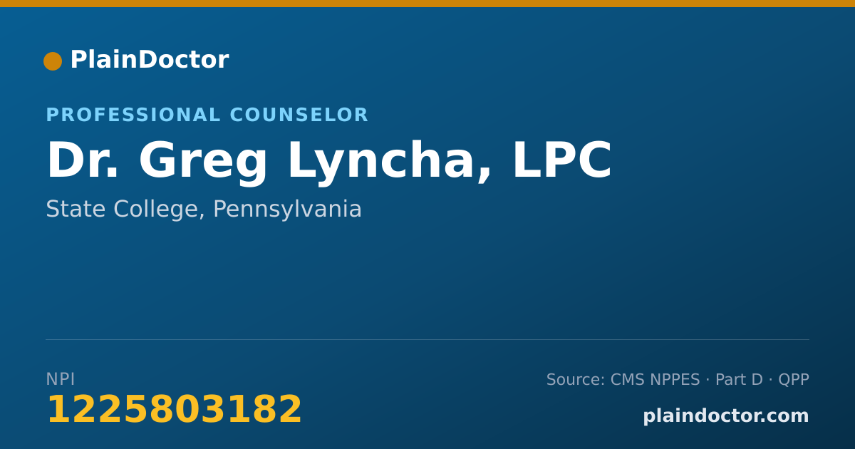 Shareable card for Greg Lyncha, LPC - Professional Counselor, State College, PA