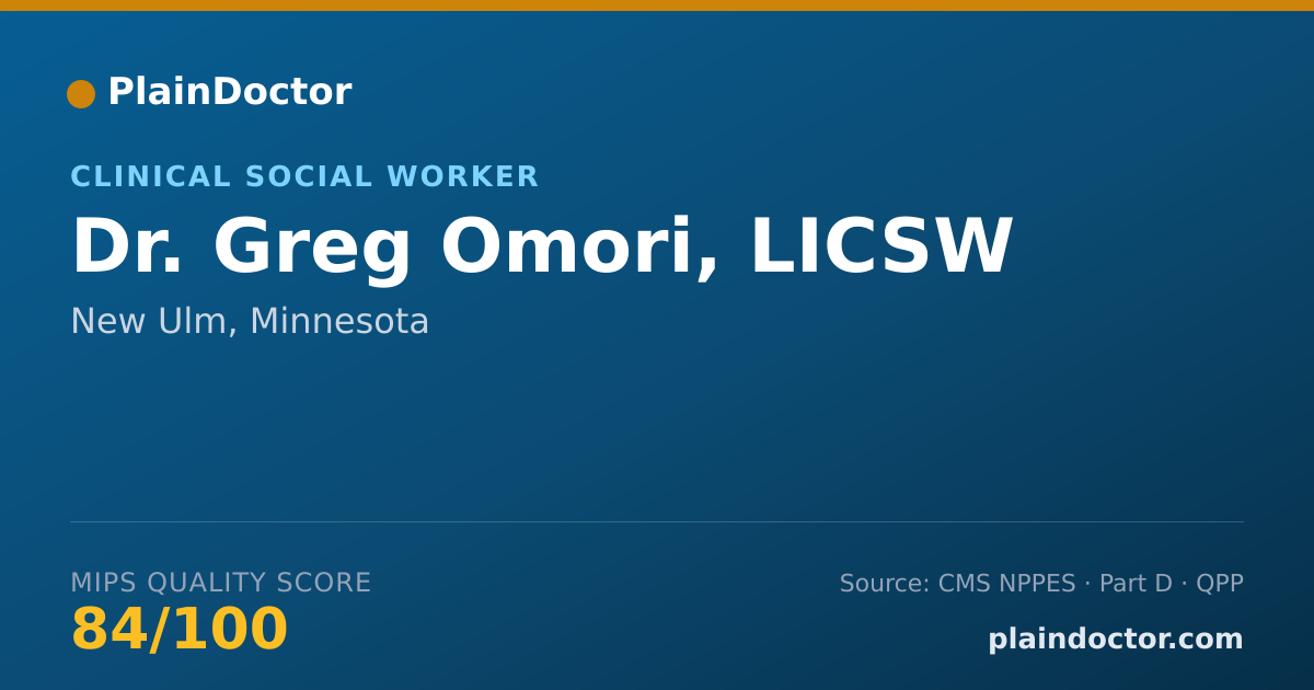 Shareable card for Greg Omori, LICSW - Clinical Social Worker, New Ulm, MN