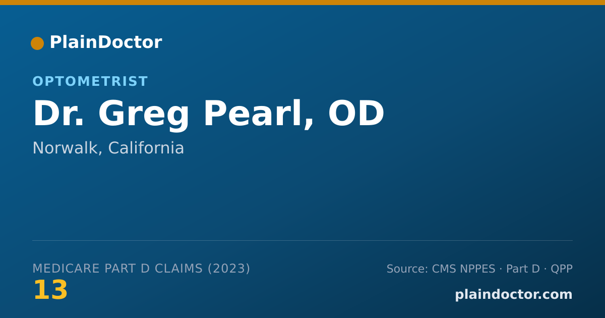 Shareable card for Greg Pearl, OD - Optometrist, Norwalk, CA