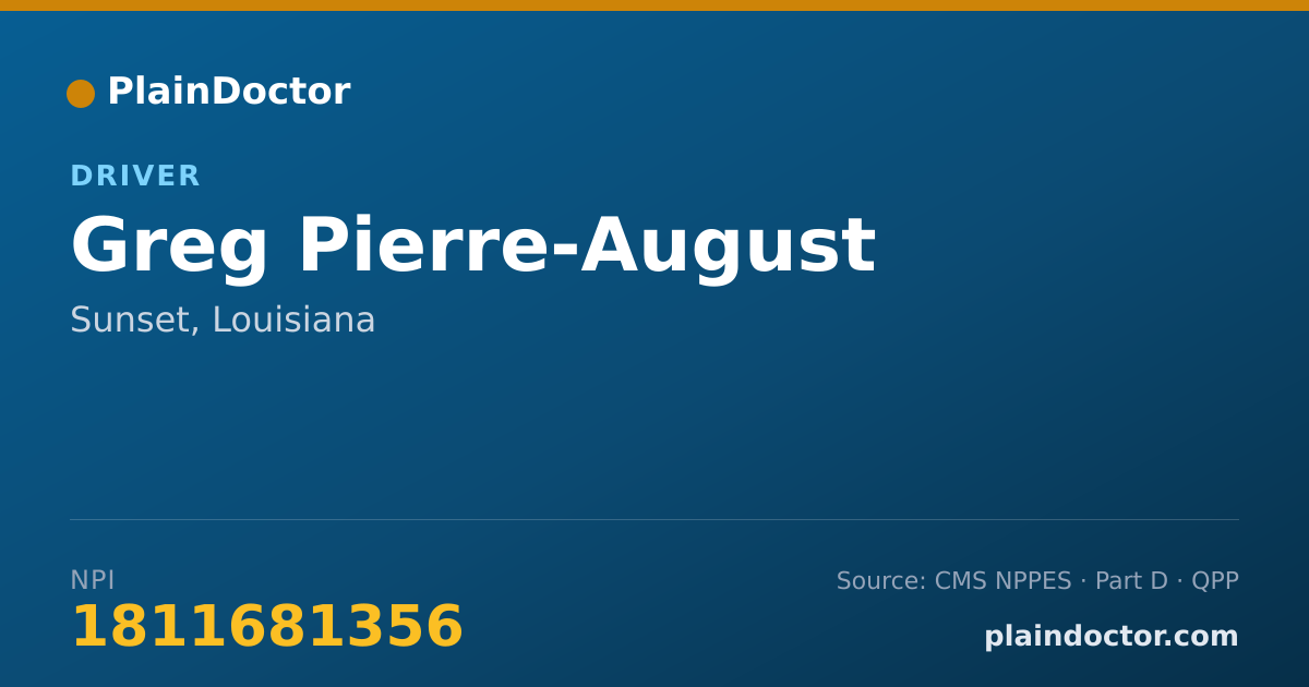 Shareable card for Greg Pierre-August - Driver, Sunset, LA
