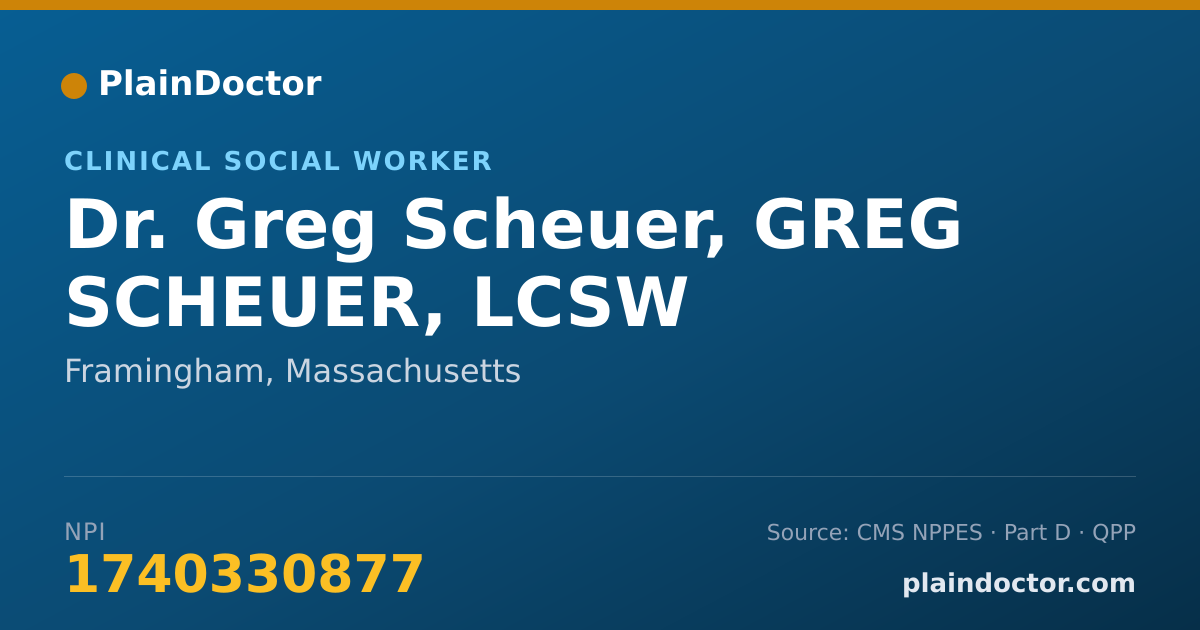 Shareable card for Greg Scheuer, GREG SCHEUER, LCSW - Clinical Social Worker, Framingham, MA