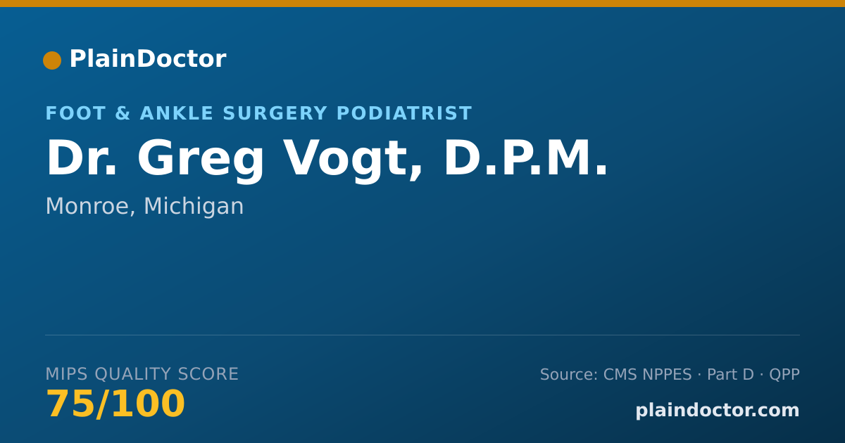 Shareable card for Greg Vogt, D.P.M. - Foot & Ankle Surgery Podiatrist, Monroe, MI