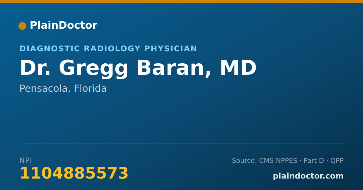 Shareable card for Gregg Baran, MD - Diagnostic Radiology Physician, Pensacola, FL