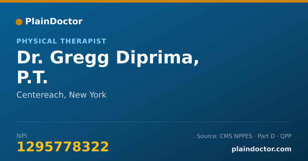 Shareable card for Gregg Diprima, P.T. - Physical Therapist, Centereach, NY