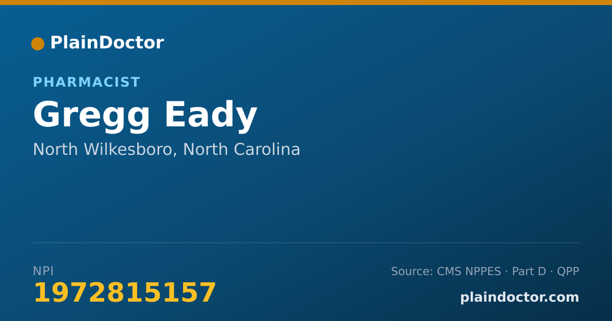 Shareable card for Gregg Eady - Pharmacist, North Wilkesboro, NC