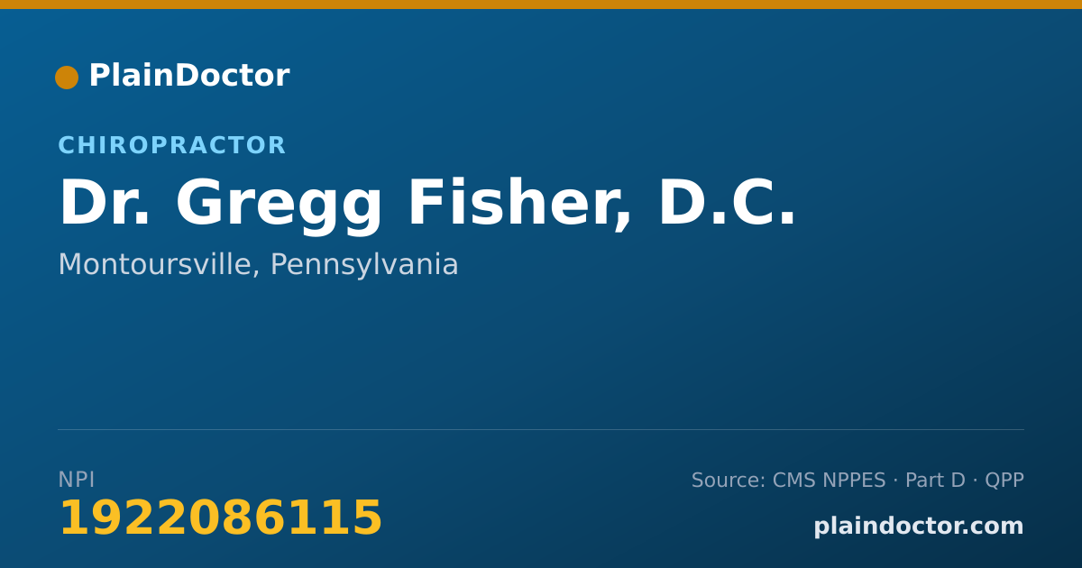 Shareable card for Gregg Fisher, D.C. - Chiropractor, Montoursville, PA