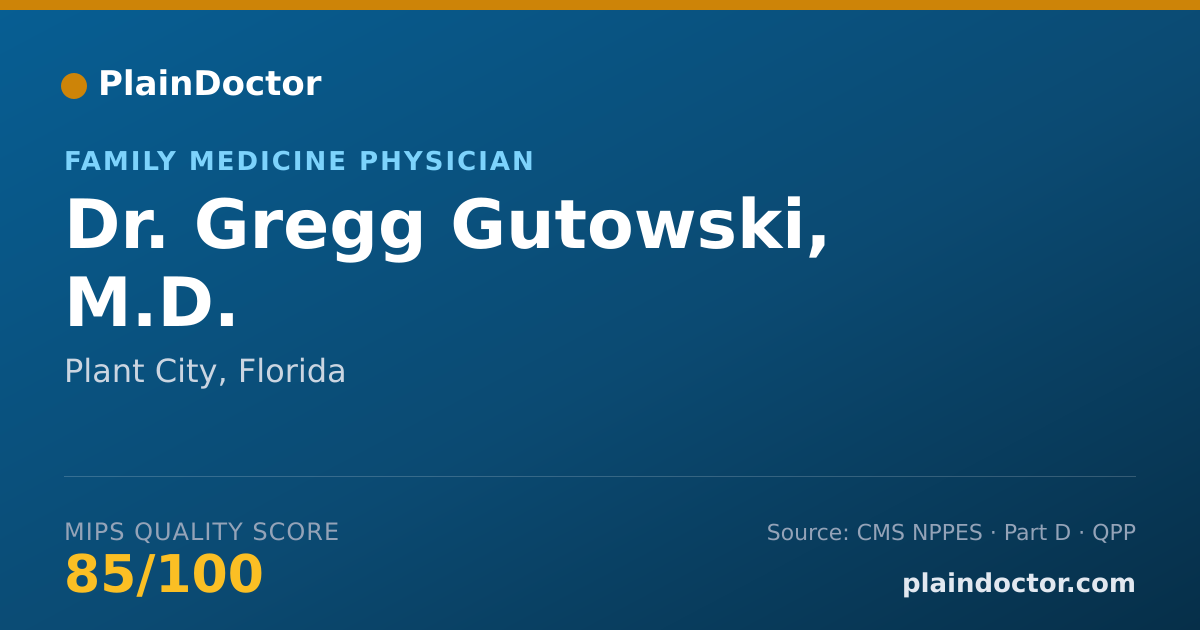 Shareable card for Gregg Gutowski, M.D. - Family Medicine Physician, Plant City, FL