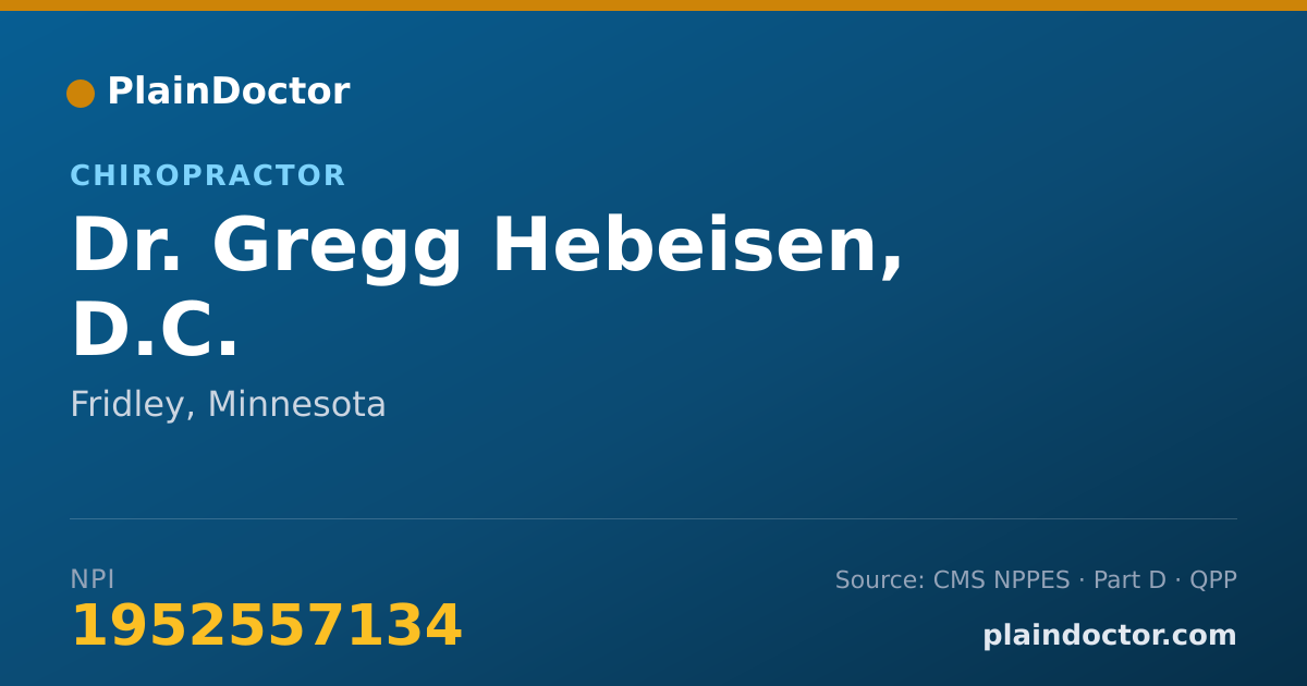 Shareable card for Gregg Hebeisen, D.C. - Chiropractor, Fridley, MN