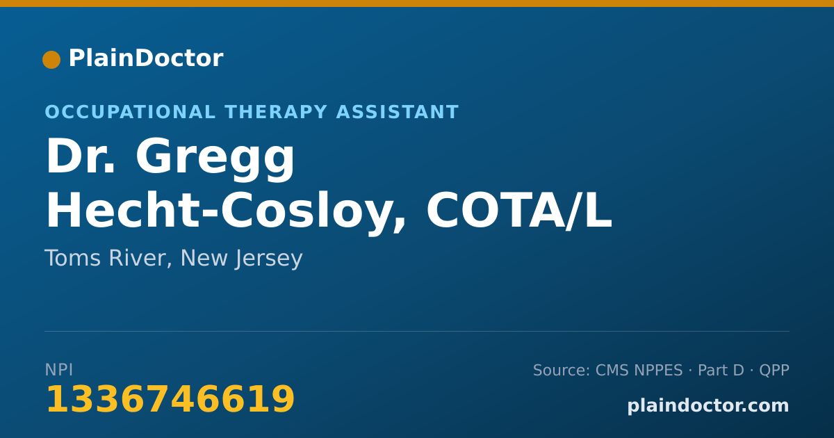 Shareable card for Gregg Hecht-Cosloy, COTA/L - Occupational Therapy Assistant, Toms River, NJ