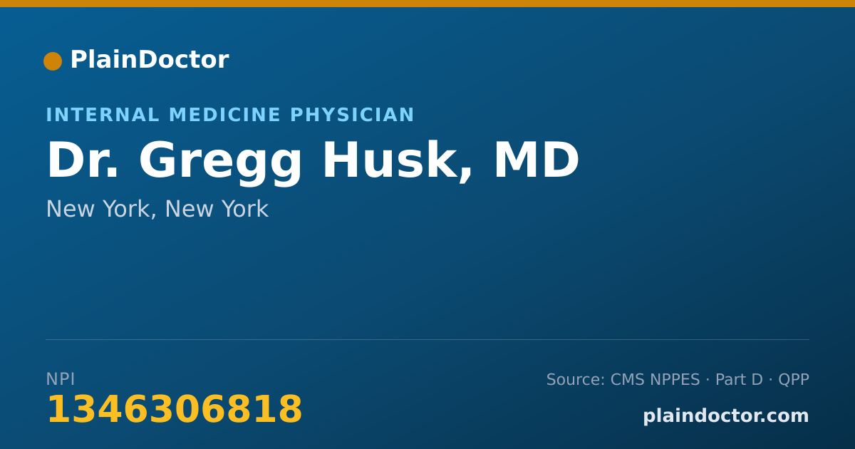 Shareable card for Gregg Husk, MD - Internal Medicine Physician, New York, NY