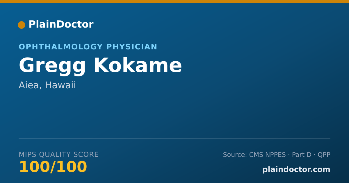 Shareable card for Gregg Kokame - Ophthalmology Physician, Aiea, HI