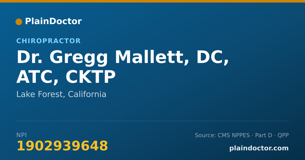 Shareable card for Gregg Mallett, DC, ATC, CKTP - Chiropractor, Lake Forest, CA