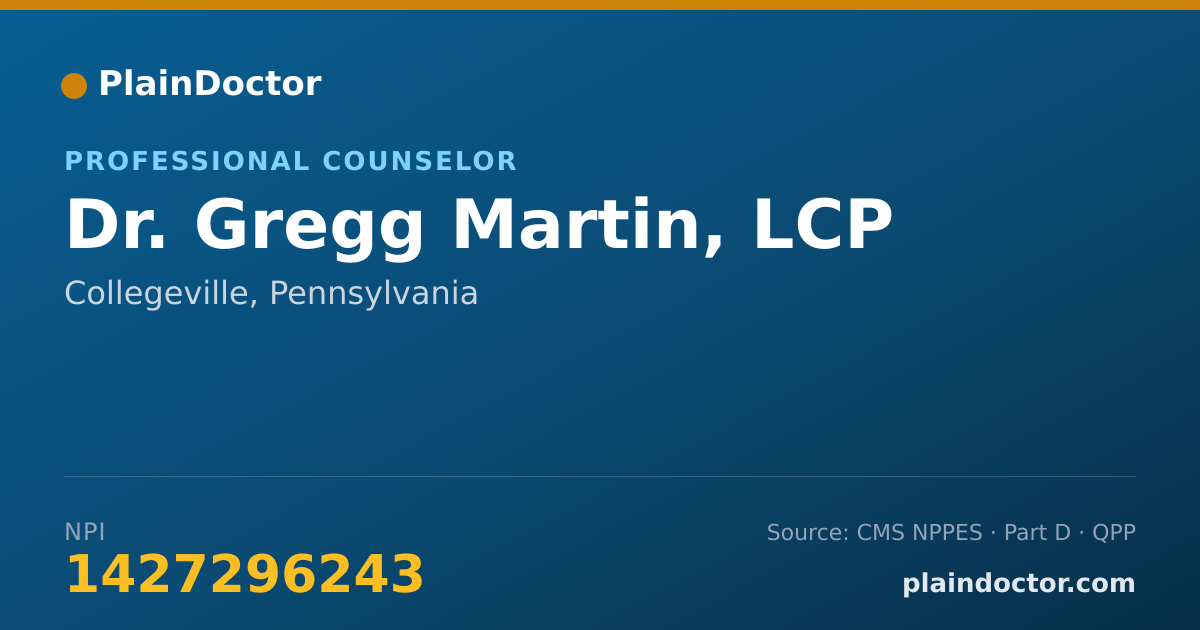 Shareable card for Gregg Martin, LCP - Professional Counselor, Collegeville, PA