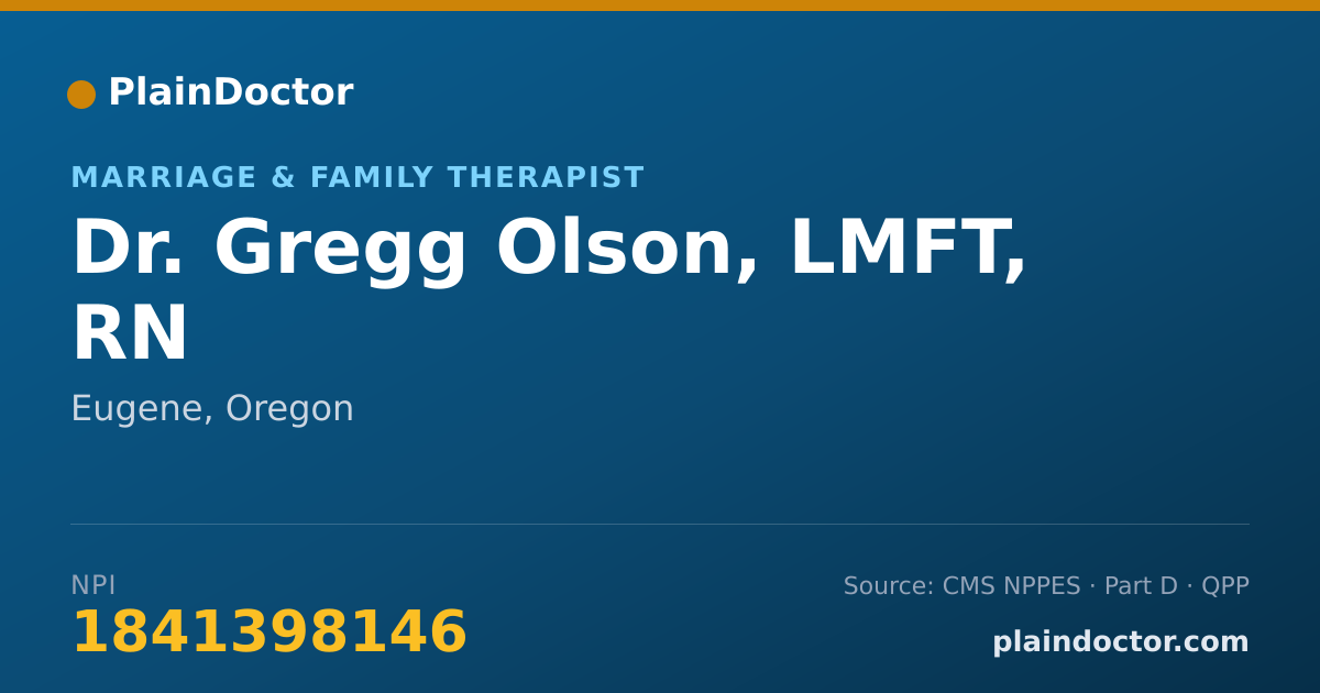 Shareable card for Gregg Olson, LMFT, RN - Marriage & Family Therapist, Eugene, OR