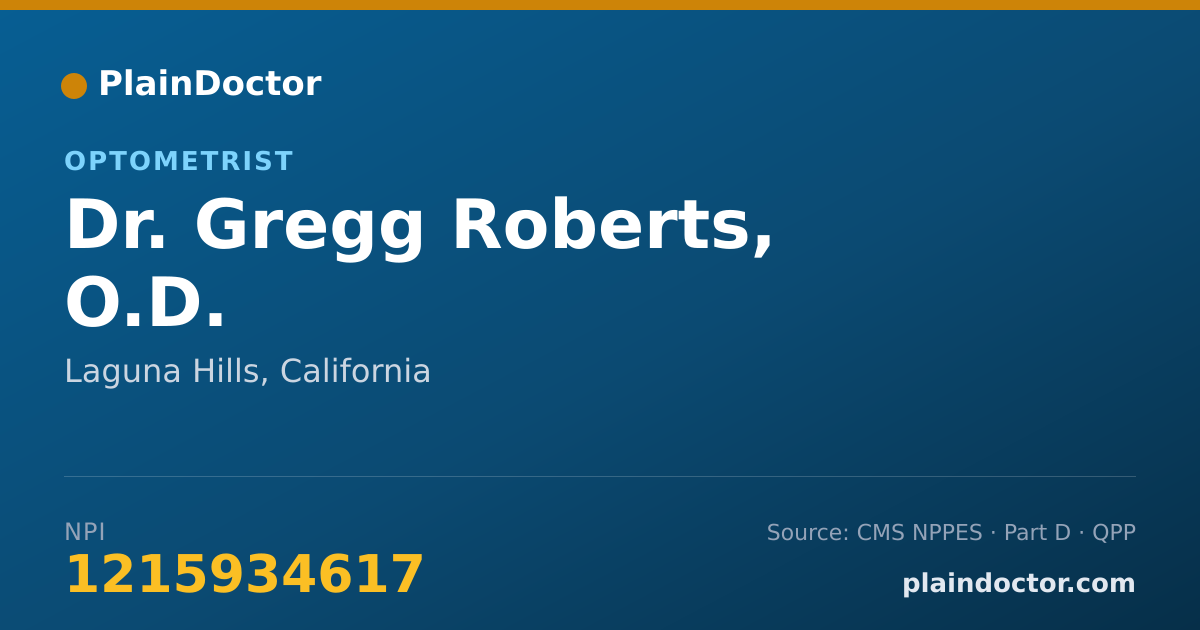 Shareable card for Gregg Roberts, O.D. - Optometrist, Laguna Hills, CA