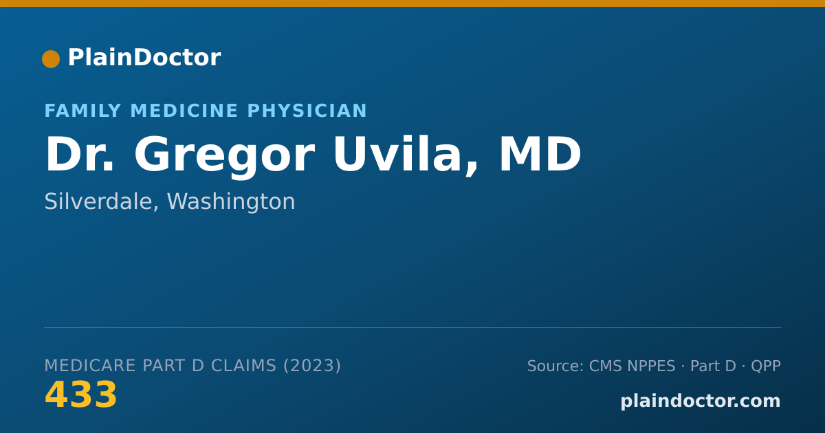 Shareable card for Gregor Uvila, MD - Family Medicine Physician, Silverdale, WA