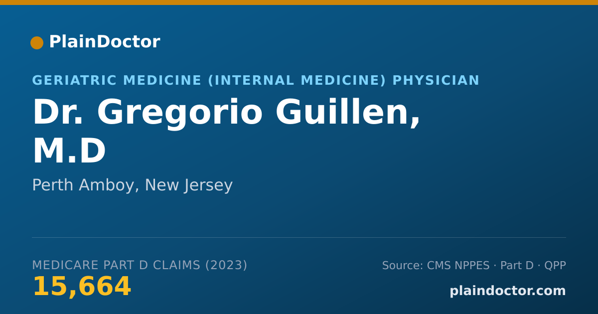 Shareable card for Gregorio Guillen, M.D - Geriatric Medicine (Internal Medicine) Physician, Perth Amboy, NJ