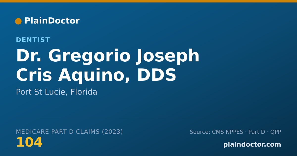 Shareable card for Gregorio Joseph Cris Aquino, DDS - Dentist, Port St Lucie, FL